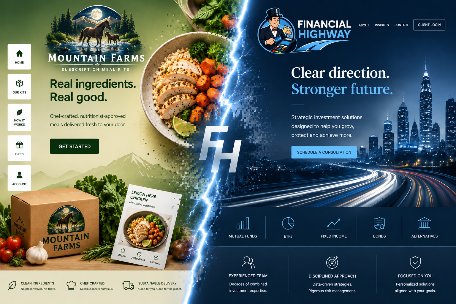 Split-Site Web Design concept